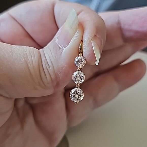 Well made CZ Stones Pendant Stamped 925 Silver, w/ Gold Plating - Picture 4 of 6